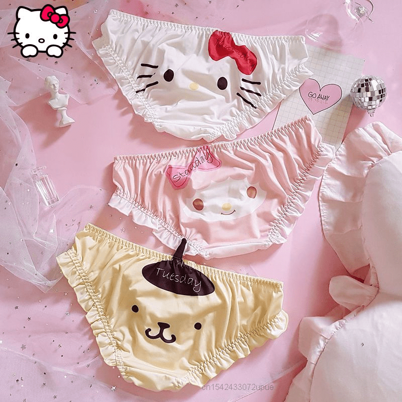 Sanrio Kawaii Anime Hellokitty Underwear Bra Set Thong Underwear