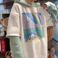 Kawaii tryckt Streetwear hoodie All-match kawaii