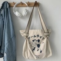 Ekologiczna torba na zakupy wielokrotnego użytku w stylu retro Kawaii na płótnie