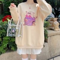 Moletom com capuz Kirby de algodão fofo Kawaii Anime kawaii