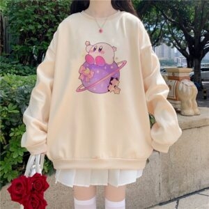 Kawaii śliczna bawełniana bluza z kapturem Kirby Anime kawaii