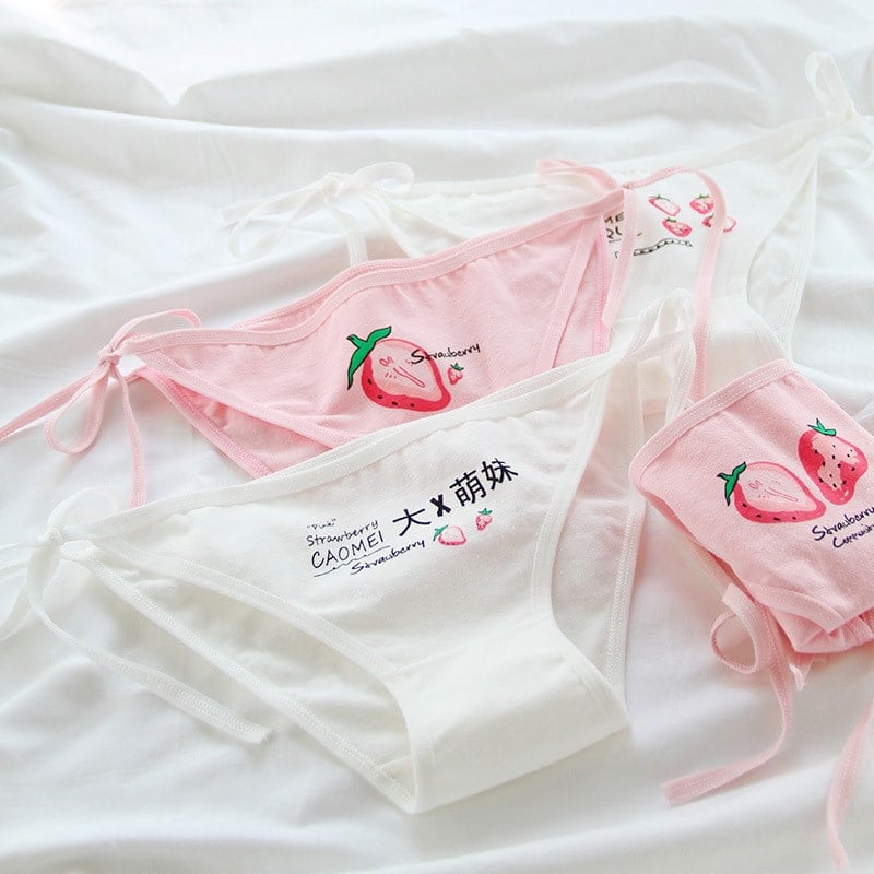 Kawaii Strawberry Lace Up Panties - Kawaii Fashion Shop