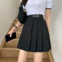 Falda plisada de cintura alta JK de moda coreana kawaii