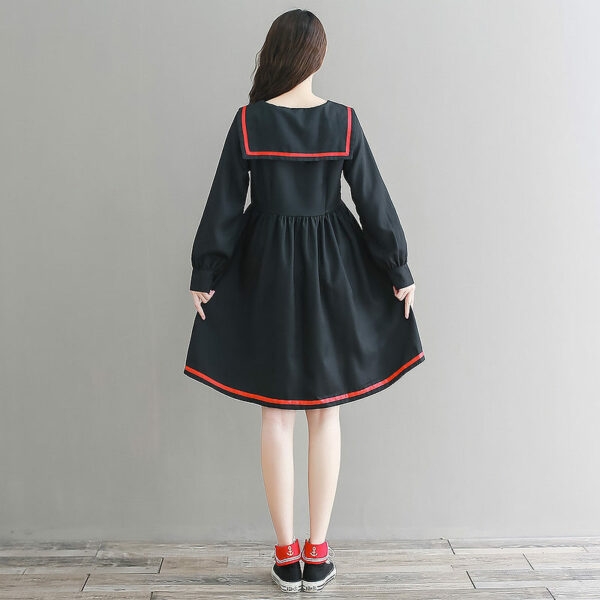 Sukienka marynarska Kawaii Vintage Czarna sukienka kawaii