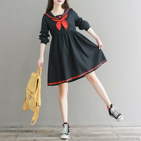 Sailor Girl Kawaii Vintage Klänning Svart klänning kawaii