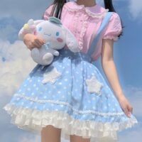 카와이 패션 반소매 체크 무늬 셔츠 일본어 귀엽다