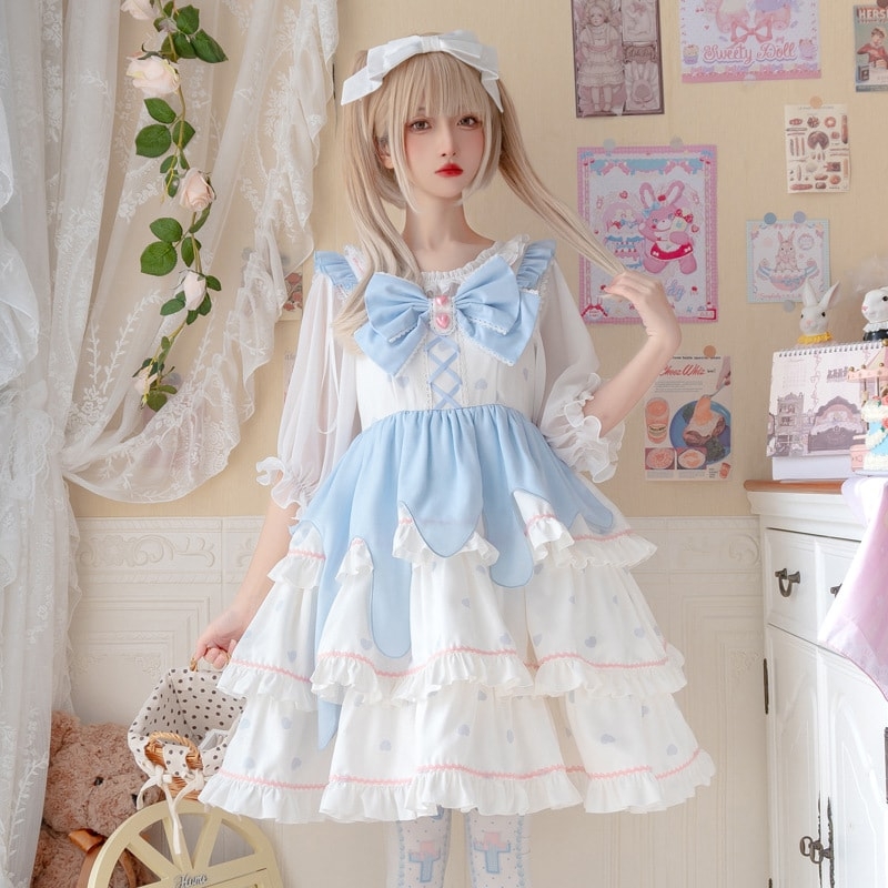 Kawaii Drippy Polkadot Lolita Dress - Kawaii Fashion Shop  Cute Asian  Japanese Harajuku Cute Kawaii Fashion Clothing