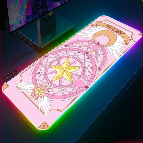 Tapis De Souris LED Cardcaptor Sakura Rose Kawaii Capteur de cartes Sakura kawaii