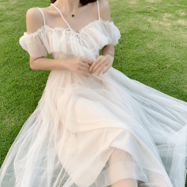 페어리 오프 숄더 레이스 드레스 요정 귀엽다