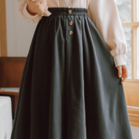 Vintage skjorta lång kjol i två delar Bow kawaii