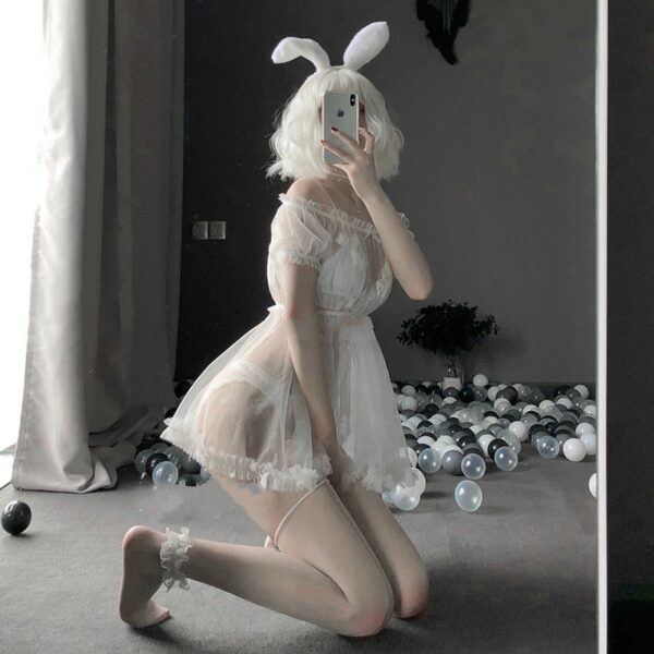 섹시 란제리 토끼 코스프레 드레스와 속옷 레이스 잠옷 카와이