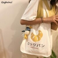 Graziosa borsa per la spesa con croissant borsa di tela kawaii
