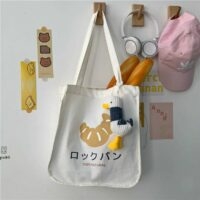 귀여운 크로와상 토트 쇼핑백 캔버스 가방 카와이