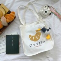 귀여운 크로와상 토트 쇼핑백 캔버스 가방 카와이