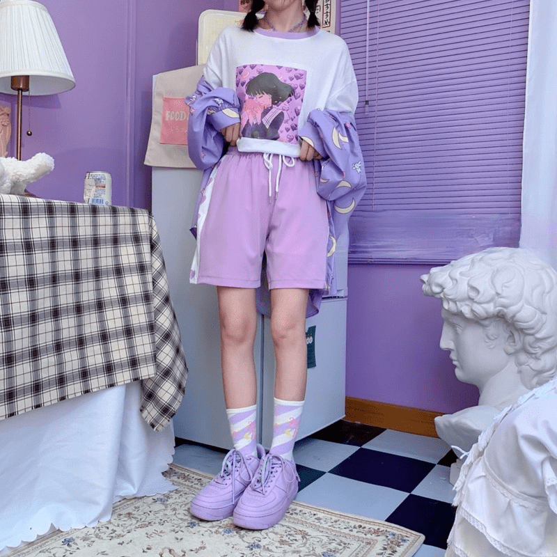 Fashion (purple)2022 High Waist Purple Jeans Harajuku Korean