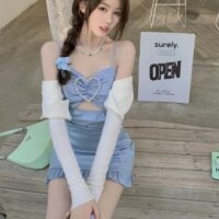 Vestido con tirantes de chica caliente de amor hueco kawaii coreano