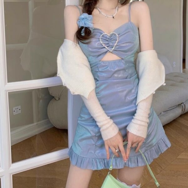 Vestido con tirantes de chica caliente de amor hueco kawaii coreano