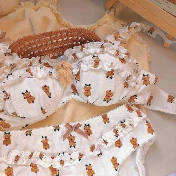 Kawaii Teddy Bear Underkläder Set Bras kawaii