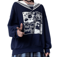 일본 카와이 선원 칼라 스웨트 셔츠 하라주쿠 카와이