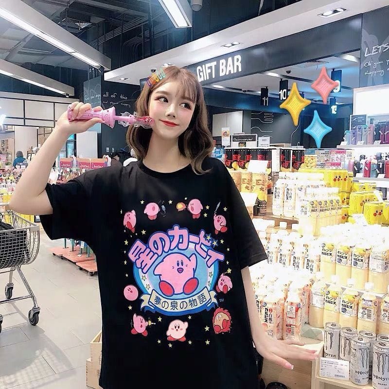 Short-sleeved anime kawaii clothes spring and autumn hip-hop Japanese  female loose Harajuku female T-shirt girl clothes