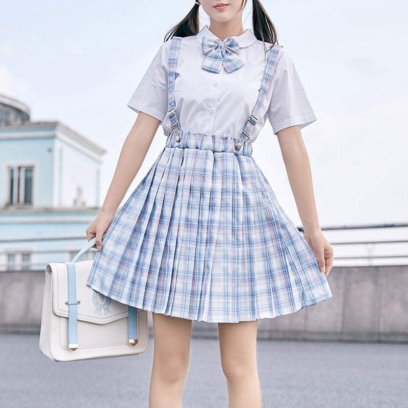 White Pleated Skirt Cute Japanese Fashion Women Clothing Girls