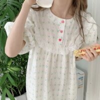 Милая ночная рубашка с маленьким цветком Комплект ночной рубашки каваи