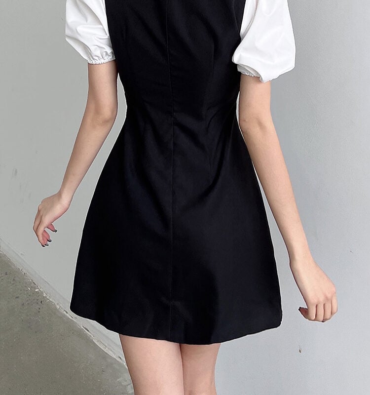 Summer Polo Slim Black White Dress - Kawaii Fashion Shop | Cute Asian ...