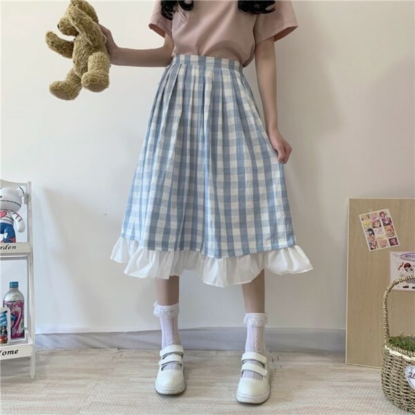 Gonna lunga vintage scozzese dolce ragazza teenager Gonne lunghe kawaii