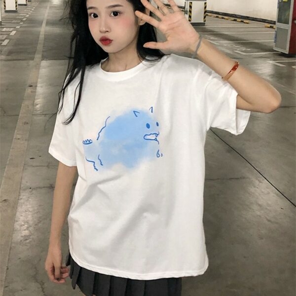 Camiseta holgada de estilo coreano Kawaii que combina con todo kawaii coreano