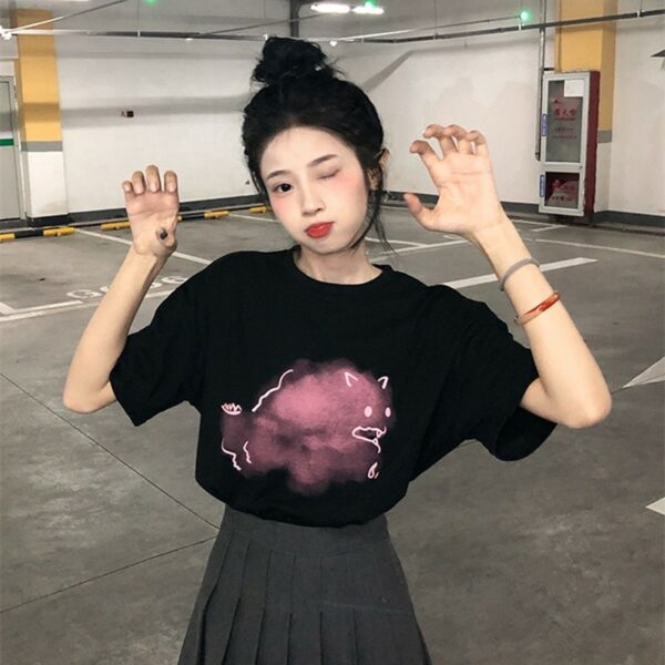 Luźna koszulka w stylu koreańskim Kawaii na wszystkie mecze Koreańskie kawaii