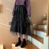 Сетчатая юбка миди в корейском стиле Высокая талия каваи