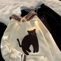 Толстовка оверсайз с изображением кофейного кота в стиле каваи Кофейный кот каваи