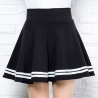 Kawaii Stripes Black Mini Kjol Midi-kjolar kawaii