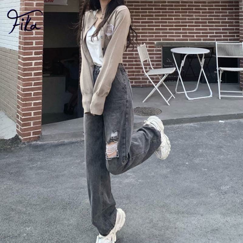 Ripped Loose Denim Street Pants - Loja de Moda Kawaii  Lindas roupas  asiáticas japonesas Harajuku fofas da moda Kawaii