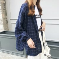 Chemise à manches longues à carreaux vintage Kawaii coréen