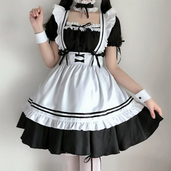 Conjunto de vestido de roupa de animação de empregada Lolita fofa 1