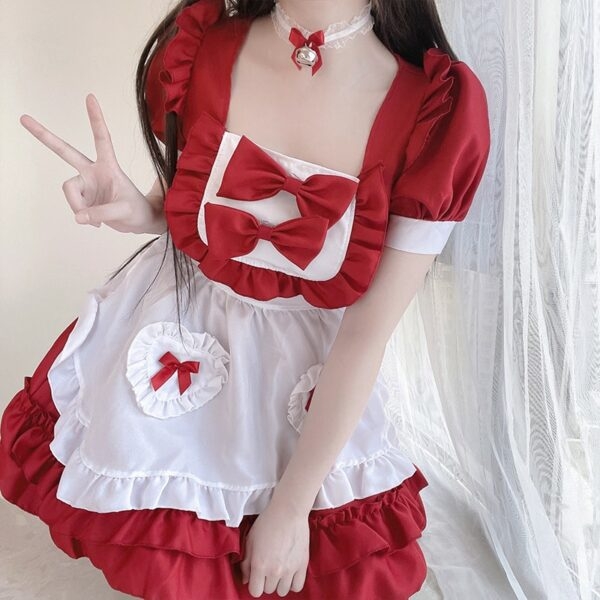 Vestido Kawaii Bowknot Manga Puff Princesa Lolita Avental kawaii