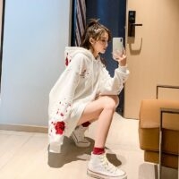 Rose losse pasvorm hoodie Koreaanse kawaii