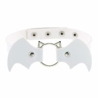 Coleira de couro para gatinho vampiro com asas de morcego Morcego kawaii