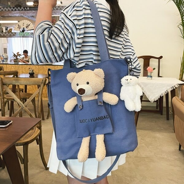 Kawaii Canvas Little Bear Travel Handbag Canvas kawaii