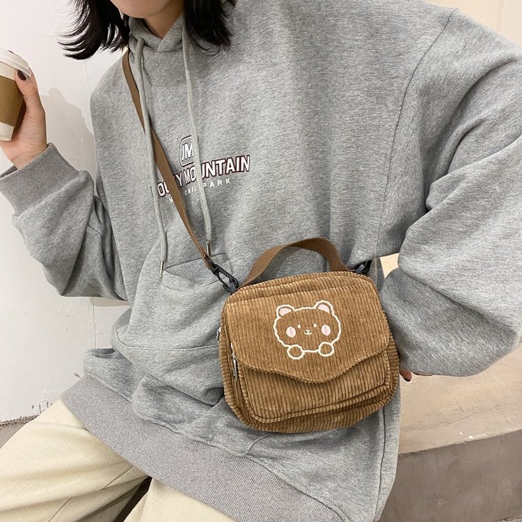 Cute Canvas Zipper Shoulder Bag - Kawaii Fashion Shop