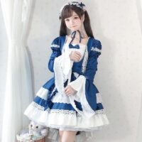 Vestidos de empregada Kawaii Lolita OP com babados Cosplay kawaii
