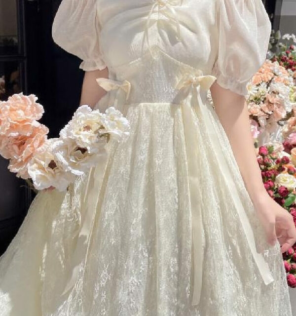 Sukienka księżniczki w stylu Kawaii Lolita z bufiastymi rękawami Sukienki wróżek kawaii