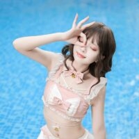 Conjunto de lingerie anime kawaii rosa lolita Biquíni kawaii