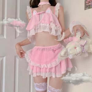 Set uniforme di lingerie in chiffon per gatti sexy Kawaii Cos kawaii
