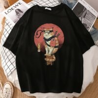 Kawaii Ninja Cat Printing T-shirt japansk kawaii