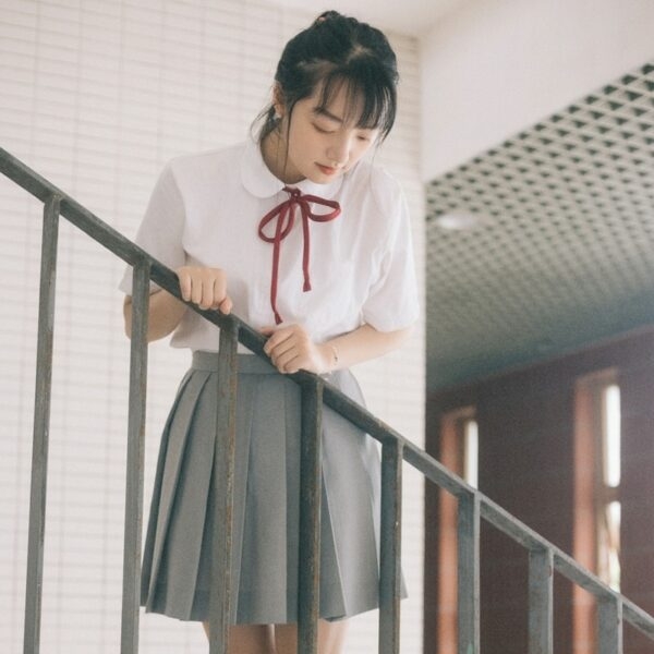 Uniformes escolares Conjuntos de camisa marinera + falda plisada kawaii japonés