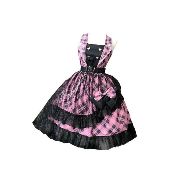 Kawaii Pink Plaid Lolita JSK Kleid 6