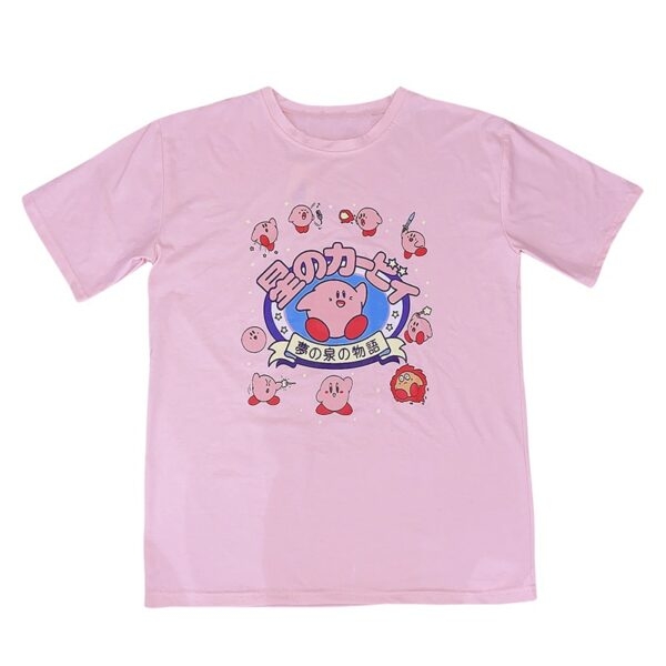 Japanische süße Cartoon-Druck-Rosa-lose T-Shirts Cartoon-Kawaii