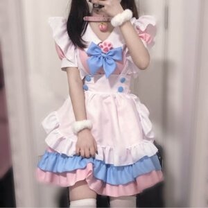 Kawaii Bow Ruffle Maid Lolita Princess Dress Set